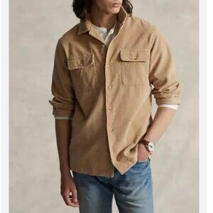 Abercrombie & Fitch Tan Cotton Button Down Shirt Jacket XL Long Sleeve EUC